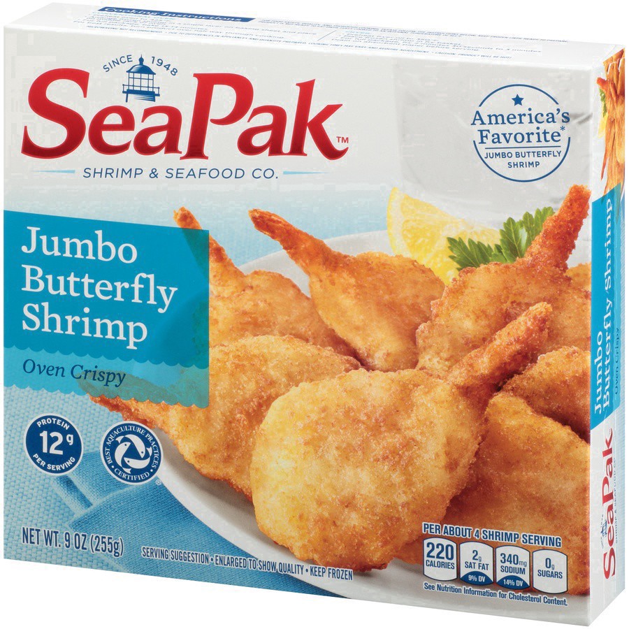 slide 28 of 59, SeaPak Shrimp and Seafood Co. Jumbo Butterfly Shrimp 9 oz. Box, 9 oz