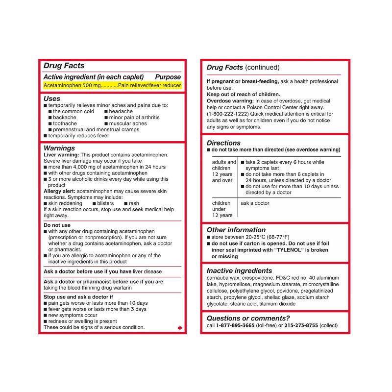 slide 9 of 9, Tylenol Extra Strength Pain Reliever & Fever Reducer Caplets - Acetaminophen - 225ct, 225 ct