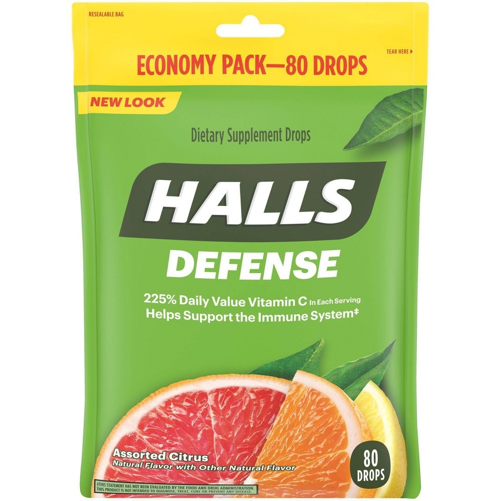 slide 2 of 13, Halls Defense Vitamin C Drops - Orange, Lemon & Grapefruit - 80ct, 80 ct