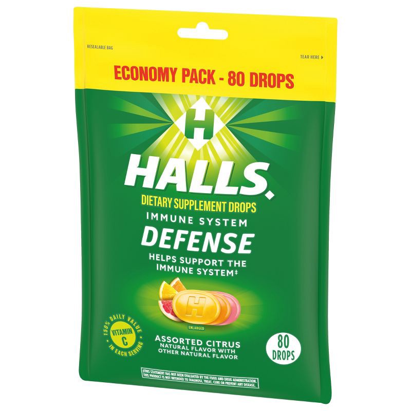 slide 6 of 11, Halls Defense Vitamin C Drops - Orange, Lemon & Grapefruit - 80ct, 80 ct