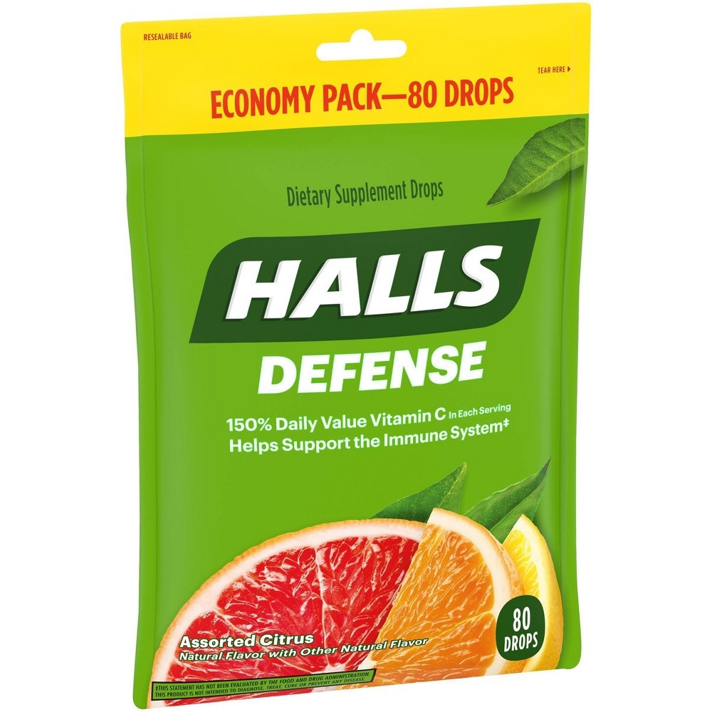 slide 7 of 13, Halls Defense Vitamin C Drops - Orange, Lemon & Grapefruit - 80ct, 80 ct