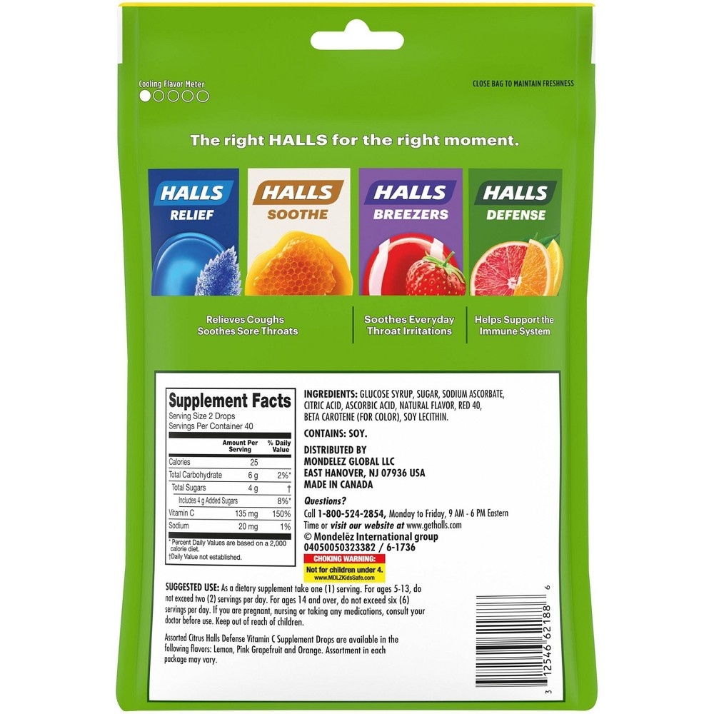 slide 9 of 13, Halls Defense Vitamin C Drops - Orange, Lemon & Grapefruit - 80ct, 80 ct