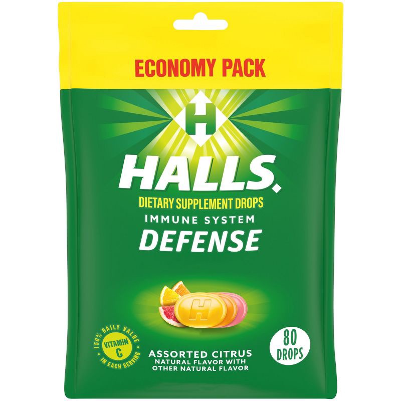 slide 1 of 11, Halls Defense Vitamin C Drops - Orange, Lemon & Grapefruit - 80ct, 80 ct