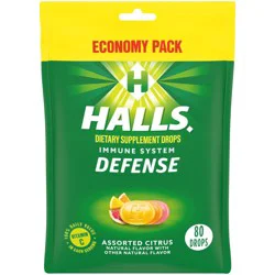 Halls Defense Vitamin C Drops - Orange, Lemon & Grapefruit - 80ct