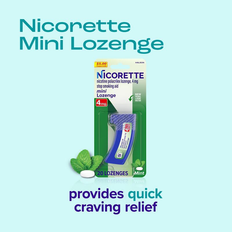 slide 4 of 10, Nicorette 4mg Stop Smoking Aid Nicotine Mini Lozenge - Mint - 20ct, 