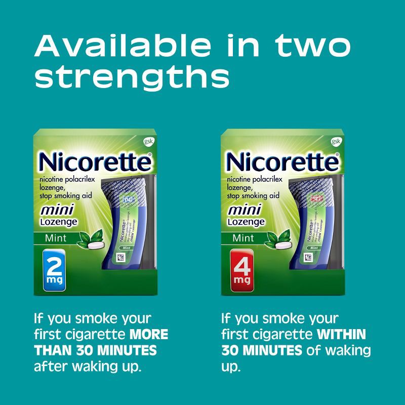 slide 7 of 10, Nicorette 4mg Stop Smoking Aid Nicotine Mini Lozenge - Mint - 20ct, 