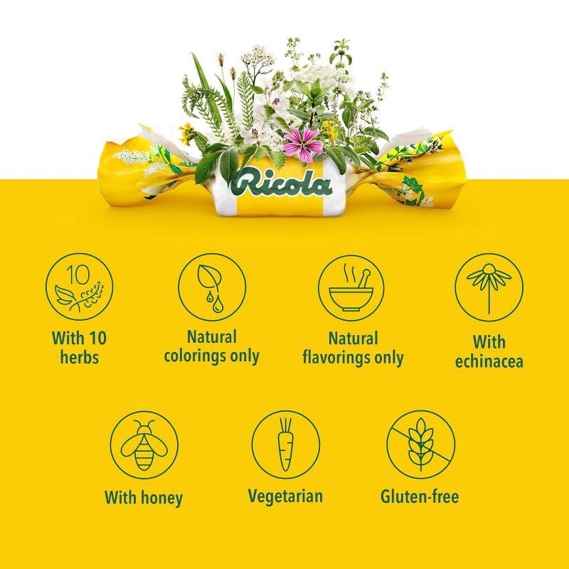 slide 5 of 11, Ricola Throat Drops - Honey Lemon with Echinacea - 45ct, 45 ct