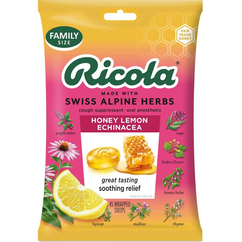 slide 11 of 11, Ricola Throat Drops - Honey Lemon with Echinacea - 45ct, 45 ct