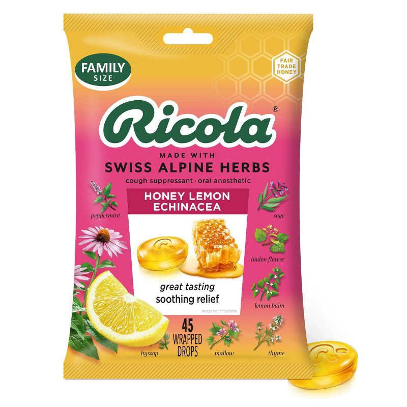 slide 1 of 11, Ricola Throat Drops - Honey Lemon with Echinacea - 45ct, 45 ct