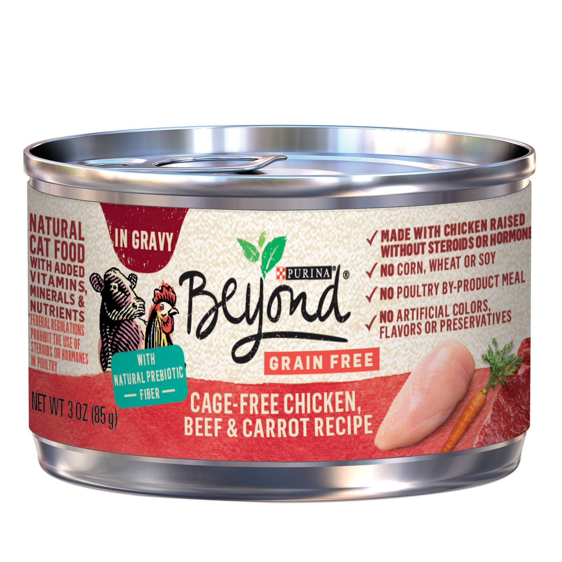 slide 1 of 4, Purina Beyond Grain Free In Gravy Premium Wet Cat Food Chicken, Beef & Carrot Recipe, 3 oz