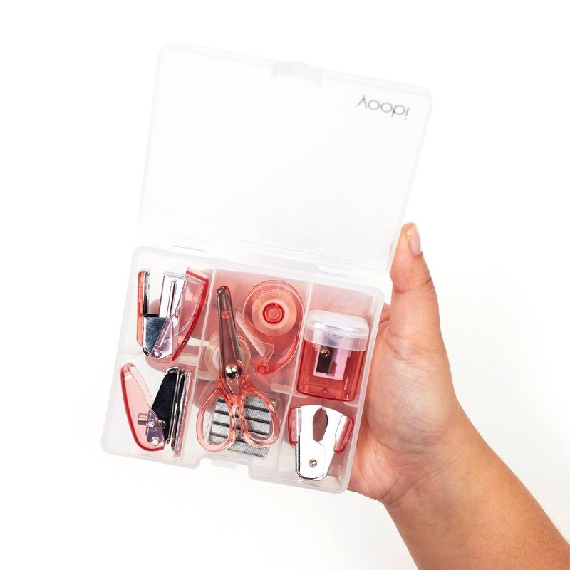 slide 3 of 8, Mini Office Supply Kit - Pink - Yoobi™: Stapler, Staple Remover, Hole Punch, Scissors, Tape Dispenser, 8-Piece Set, 1 ct