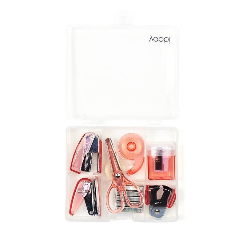 slide 7 of 8, Mini Office Supply Kit - Pink - Yoobi™: Stapler, Staple Remover, Hole Punch, Scissors, Tape Dispenser, 8-Piece Set, 1 ct