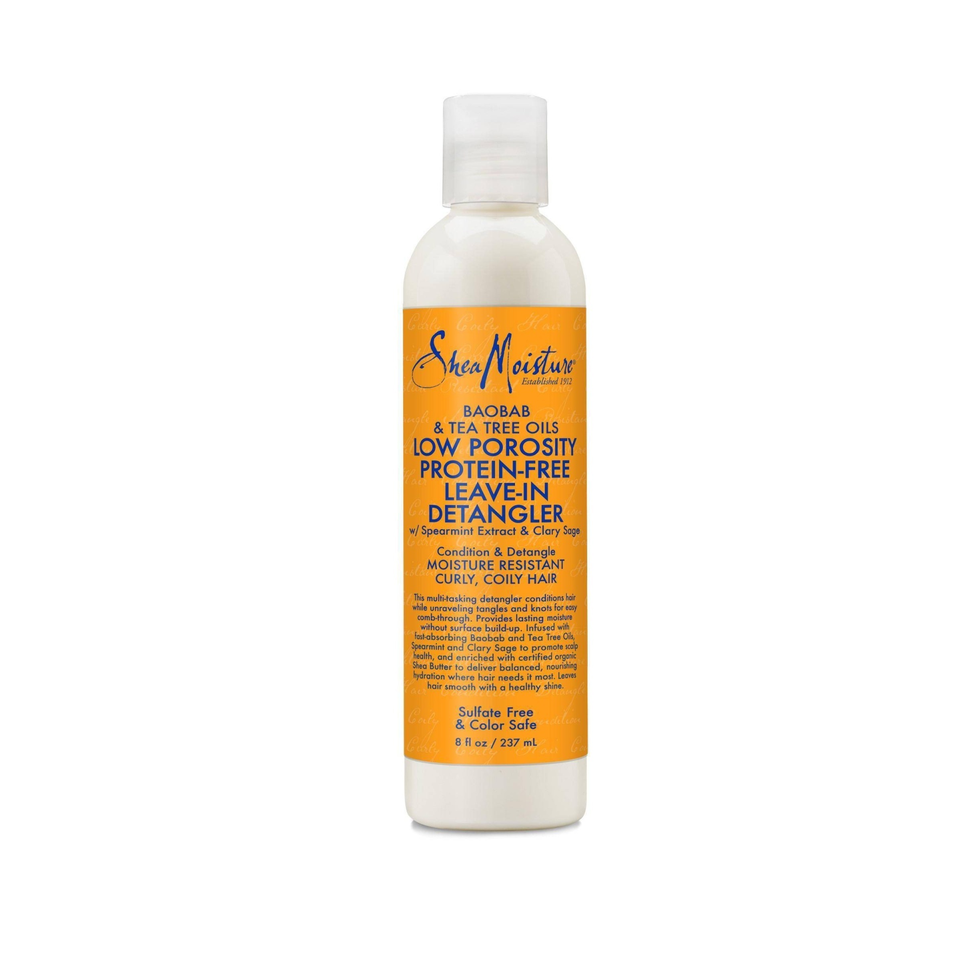 slide 1 of 1, SheaMoisture Low Porosity Baobab & Tea Tree Oils Protein-Free Leave-In Detangler, 8 oz