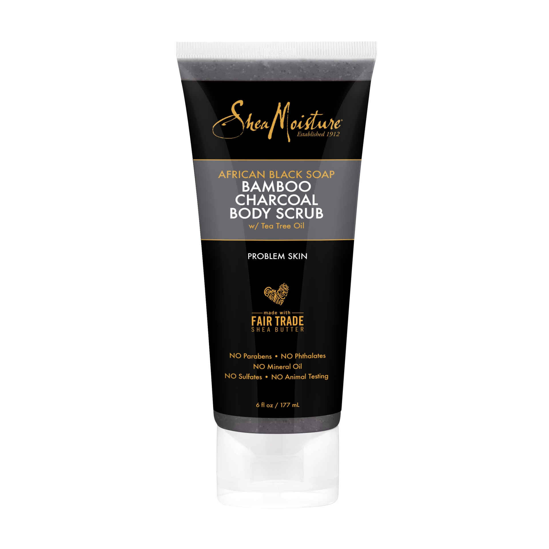 slide 1 of 1, SheaMoisture African Black Soap Charcoal Body Scrub, 6 oz