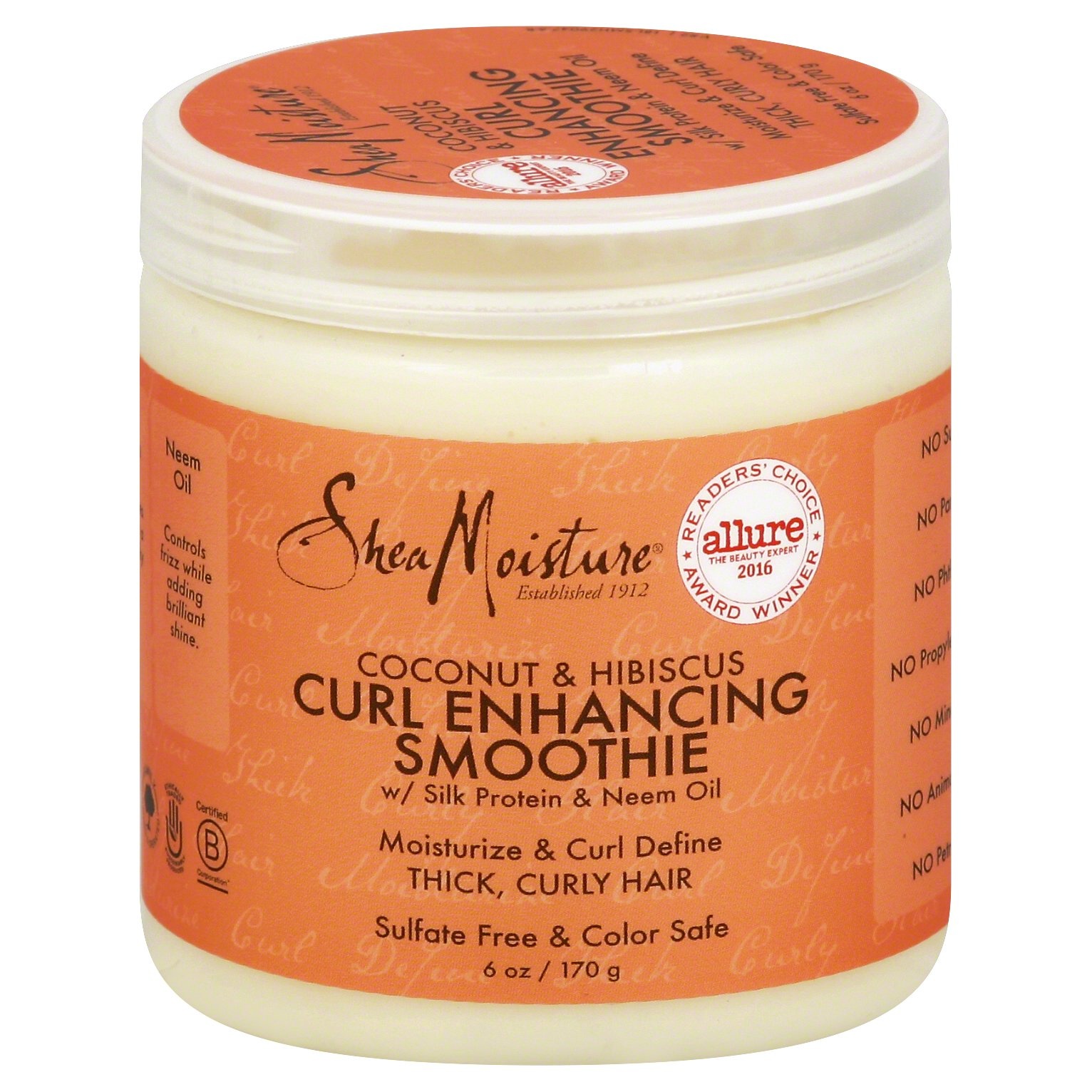 slide 1 of 1, SheaMoisture Coconut & Hibiscus Curl Enhancing Smoothie with Silk Protein and Neem Oil, 6 oz