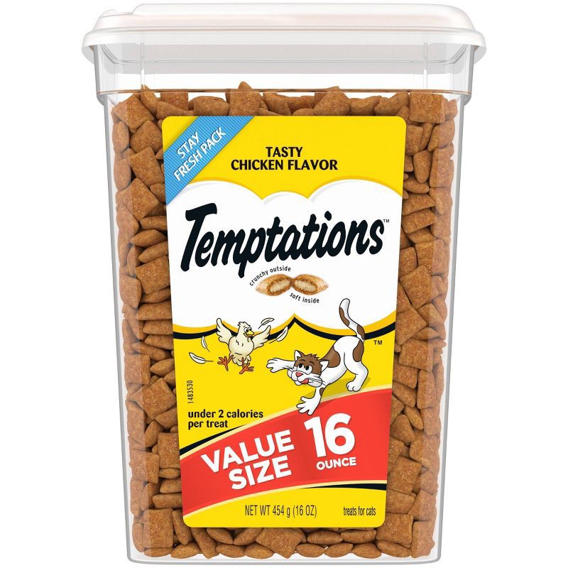 slide 1 of 10, Temptations Tasty Chicken Crunchy Cat Treats - 16oz, 16 oz