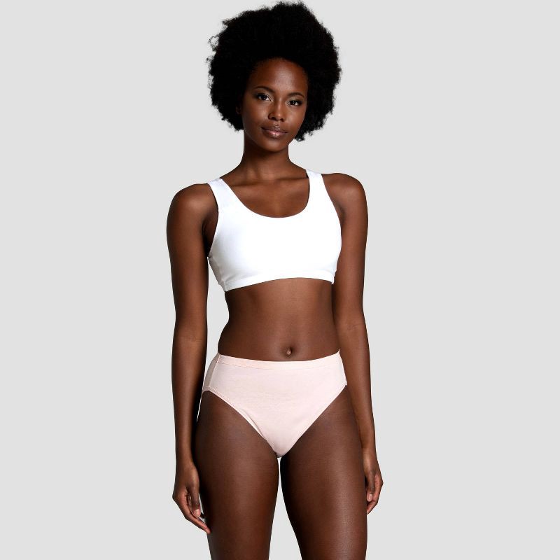 slide 2 of 6, Fruit of the Loom Women's 6pk Hi-Cut Underwear - Colors May Vary 9: Cotton, Tagless, Breathable, Moisture Wicking, Knit Fabric, 6 ct