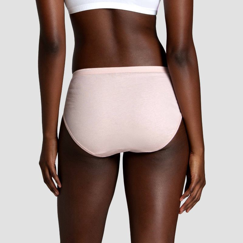 slide 5 of 6, Fruit of the Loom Women's 6pk Hi-Cut Underwear - Colors May Vary 7: Cotton Knit, Tagless, Breathable, Moisture Wicking, Solid & Stripes, 6 ct