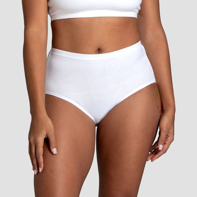 slide 3 of 6, Fruit of the Loom Women's 6pk Classic Briefs - Colors May Vary 10: Tagless, High Rise, Solid & Stripes, 6 ct