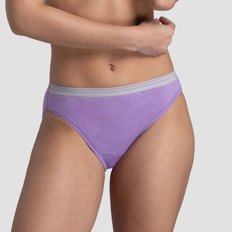slide 2 of 5, Fruit of the Loom Women's 6pk Bikini Underwear - Colors May Vary 6: Cotton Blend, Tagless, Moisture Wicking, Mid Rise, 6 ct