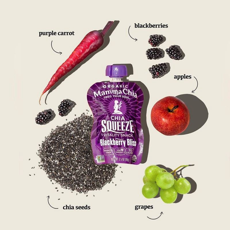 slide 2 of 7, Mamma Chia Blackberry Bliss Chia Squeeze Pouches - 14oz/4ct, 4 ct; 14 oz