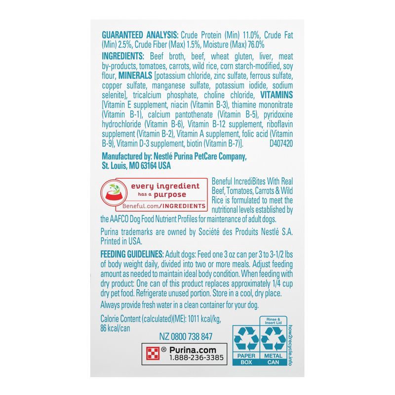 slide 2 of 13, Purina Beneful IncrediBites Small Dogs Wet Dog Food with Real Beef, Tomatoes, Carrots & Wild Rice - 3oz/3ct Pack, 3 ct; 3 oz