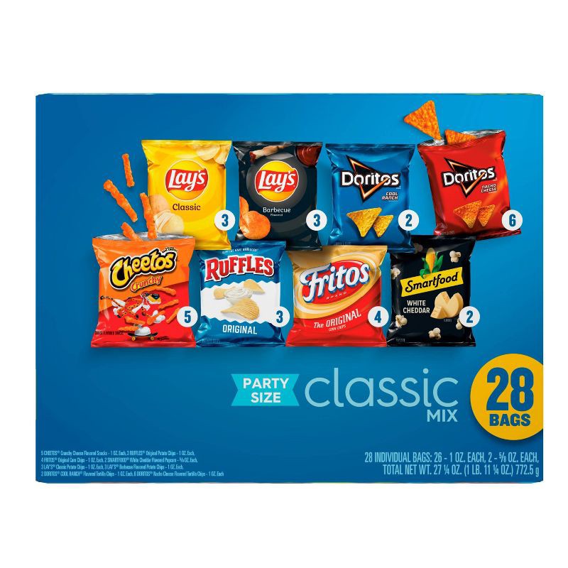slide 2 of 10, Frito-Lay Snacks Classic Mix Party Size Variety Pack – 28ct/27.25oz, 28 ct, 27.25 oz