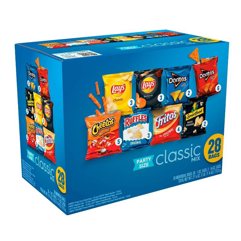 slide 7 of 10, Frito-Lay Snacks Classic Mix Party Size Variety Pack – 28ct/27.25oz, 28 ct, 27.25 oz