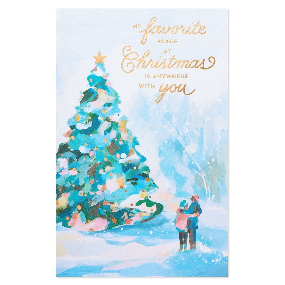 slide 4 of 5, American Greetings Romantic Christmas Card (Happy), 1 ct