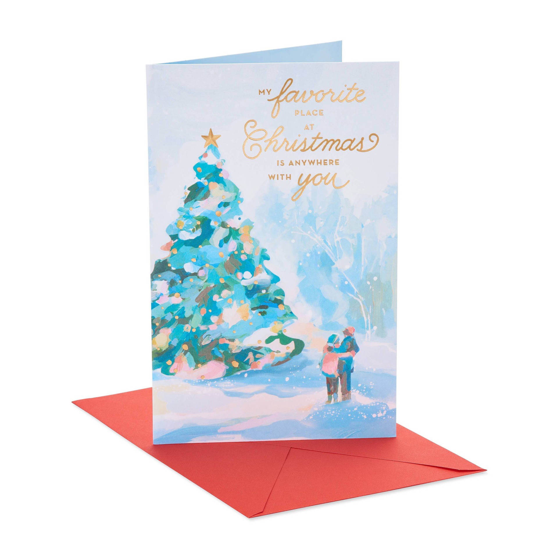 slide 1 of 5, American Greetings Romantic Christmas Card (Happy), 1 ct