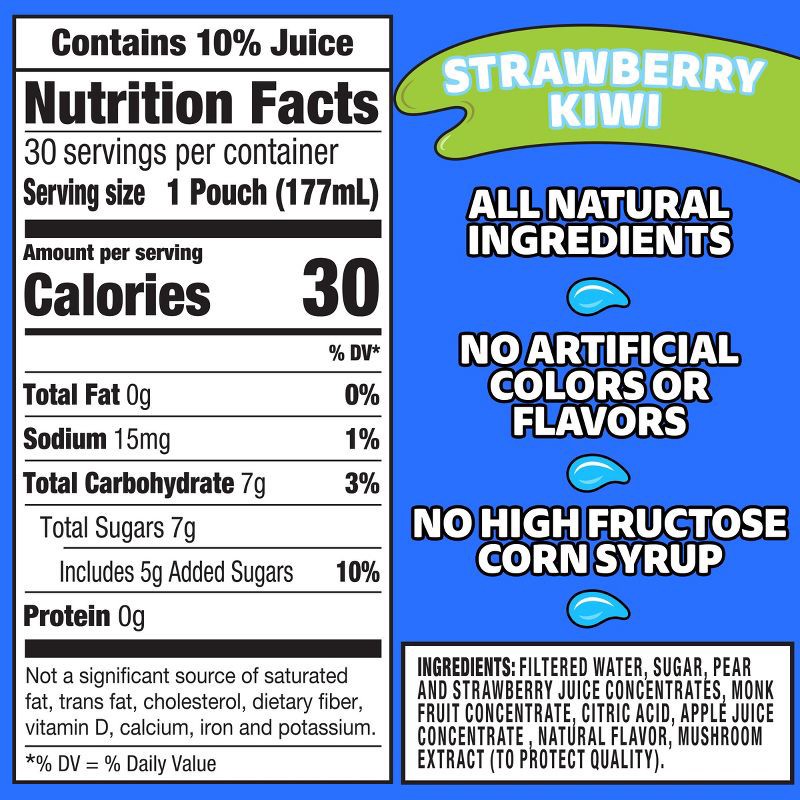 slide 8 of 11, Capri Sun Value Pack Strawberry Kiwi - 30pk/6 fl oz Pouches, 30 ct; 6 fl oz