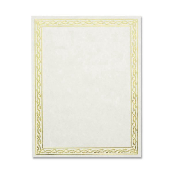 slide 2 of 4, Geographics 30% Recycled Blank Parchment Certificates, Serpentine Gold Foil, 12 ct; 8 1/2 in x 11 in