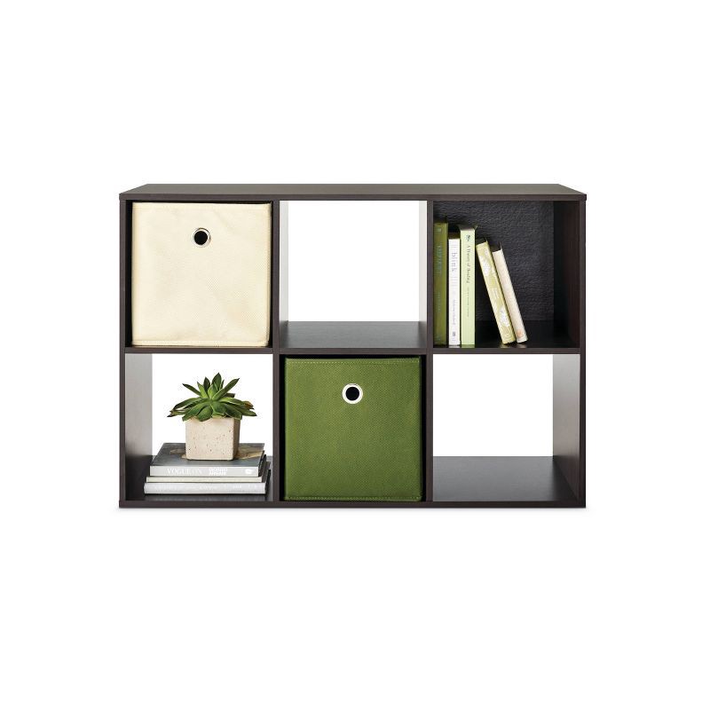 slide 4 of 7, 11" 6 Cube Organizer Shelf Espresso - Room Essentials™: Bookshelf Storage Cubes, 3 Shelves, Brown Cubbies, 1 ct