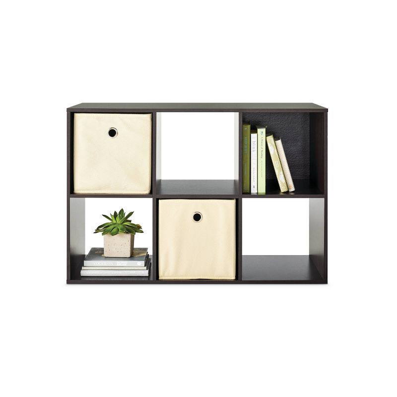 slide 5 of 7, 11" 6 Cube Organizer Shelf Espresso - Room Essentials™: Bookshelf Storage Cubes, 3 Shelves, Brown Cubbies, 1 ct