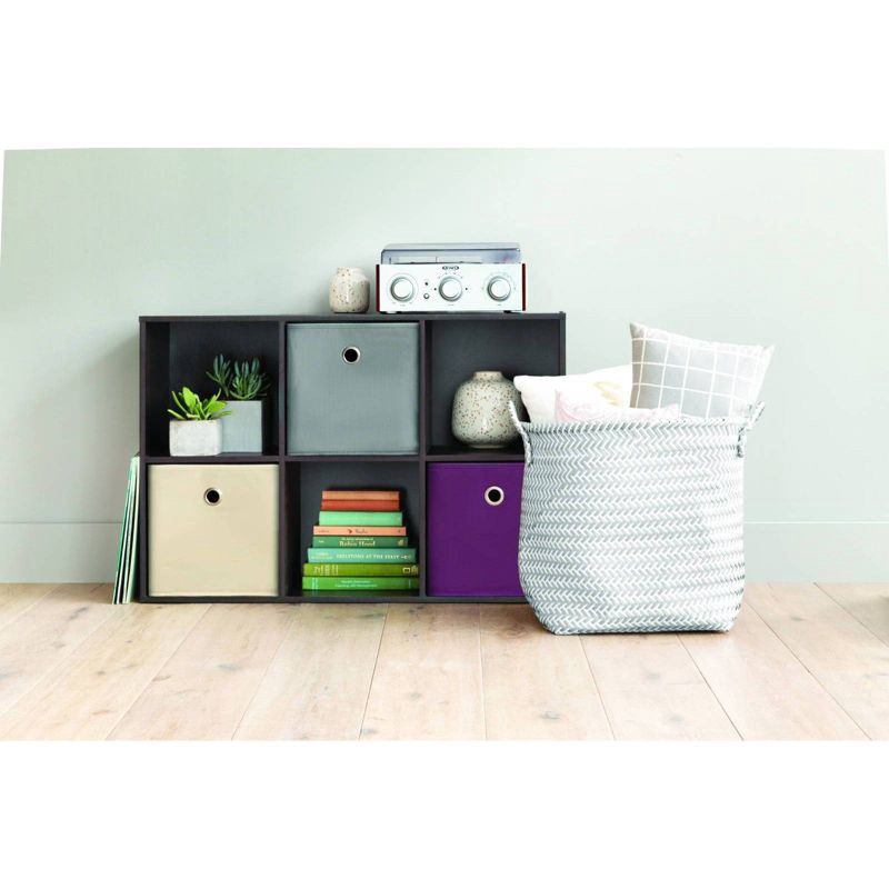 slide 6 of 7, 11" 6 Cube Organizer Shelf Espresso - Room Essentials™: Bookshelf Storage Cubes, 3 Shelves, Brown Cubbies, 1 ct