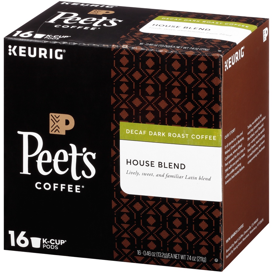 slide 3 of 7, Peet's Coffee Decaf House Blend Dark Roast Coffee - Keurig K-Cup Pods, 16 ct