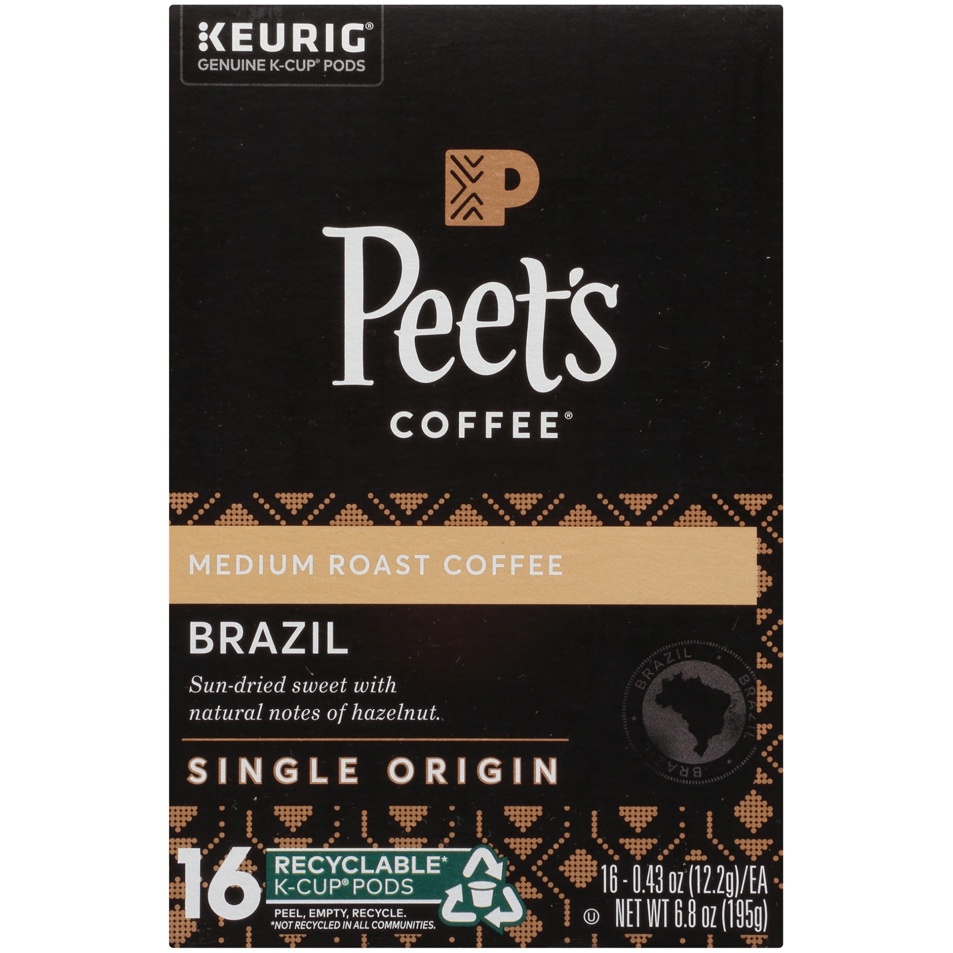 slide 3 of 7, Peet's Coffee Brazil Minas Naturais Medium Roast Ground Coffee - Keurig K-Cup Pods, 16 ct