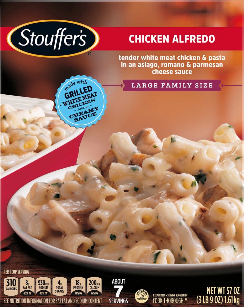 slide 2 of 16, Stouffer's Large Family Size Chicken Alfredo Frozen Meal, 57 oz
