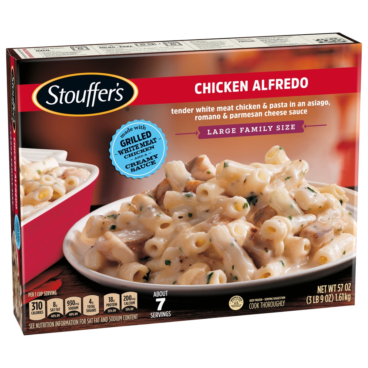 slide 5 of 16, Stouffer's Large Family Size Chicken Alfredo Frozen Meal, 57 oz