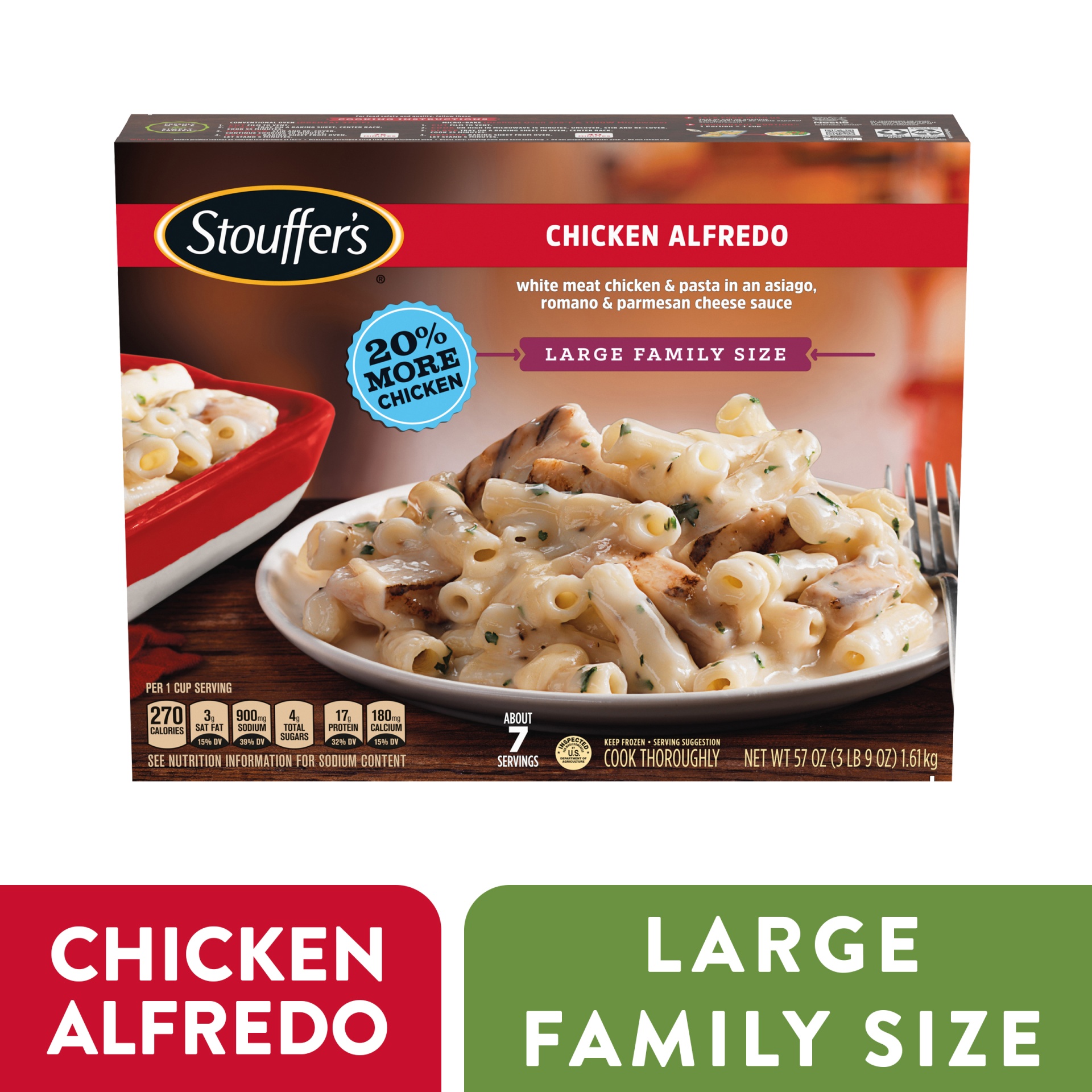 slide 1 of 5, Stouffer's Family Size Chicken Alfredo Pasta Meal, 57 oz