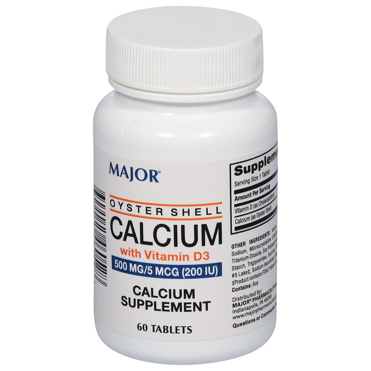 slide 4 of 4, Major 500 mg/5 mcg (200 IU) Oyster Shell Calcium with Vitamin D3 60 Tablets, 60 ct