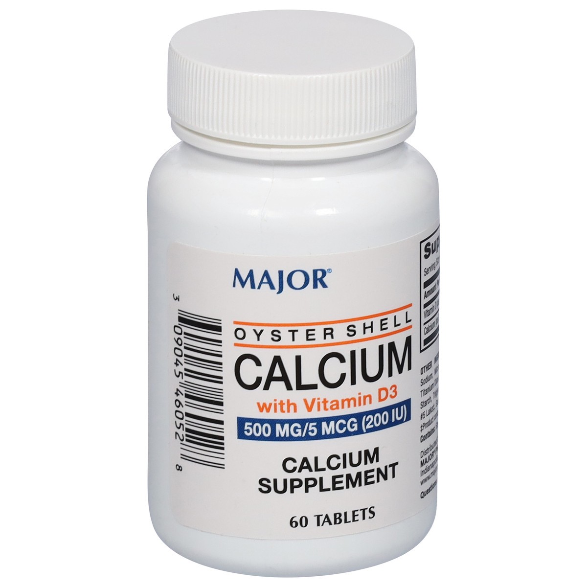 slide 2 of 4, Major 500 mg/5 mcg (200 IU) Oyster Shell Calcium with Vitamin D3 60 Tablets, 60 ct