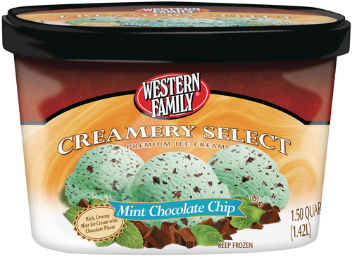 slide 1 of 1, Western Family Prem Mint Chocolate Chip, 48 oz