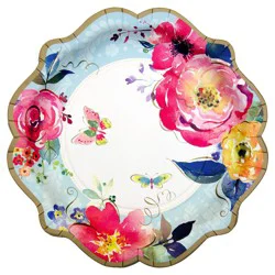 Papyrus Watercolor Flowers Dinner Plate