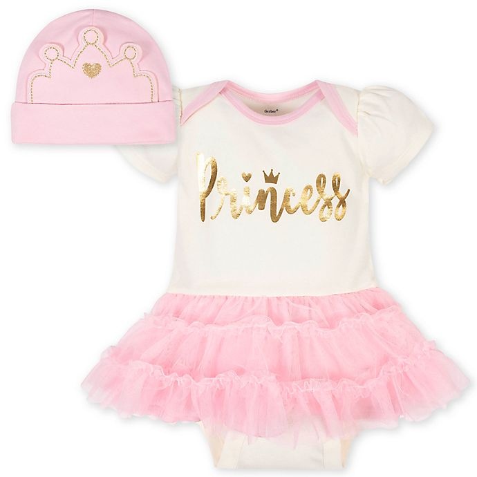 slide 1 of 3, Gerber Princess Tutu Bodysuit and Cap Set - Pink/White, 2 ct