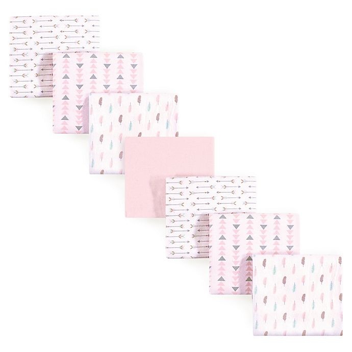 slide 1 of 1, Luvable Friends Feathers Flannel Receiving Blankets - Pink, 7 ct