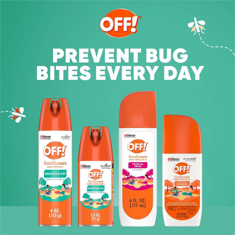 slide 10 of 12, OFF! FamilyCare Smooth & Dry Mosquito Repellent Bug Spray - 4oz/2ct, 2 ct; 4 oz