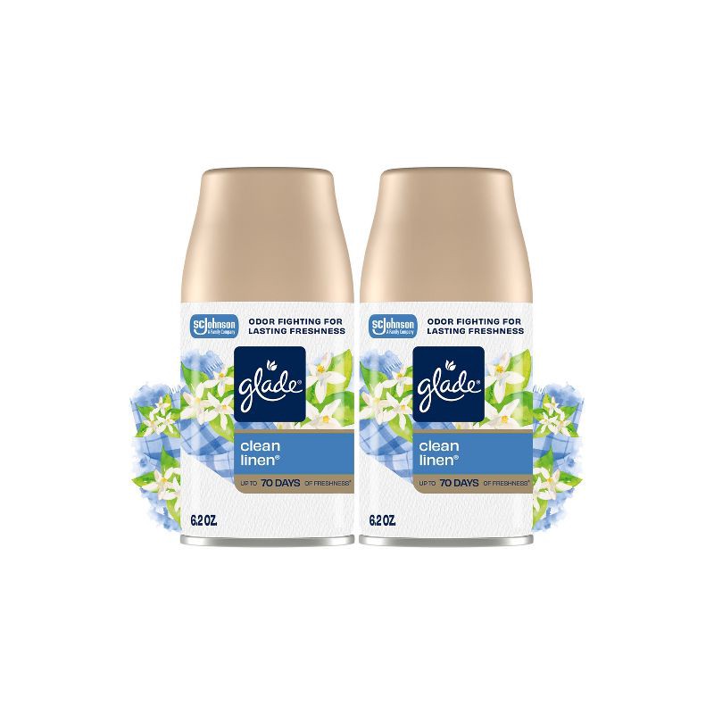 slide 1 of 14, Glade Automatic Air Freshener Room Spray Scent Refills - Clean Linen - 6.2oz/2ct, 2 ct; 6.2 oz