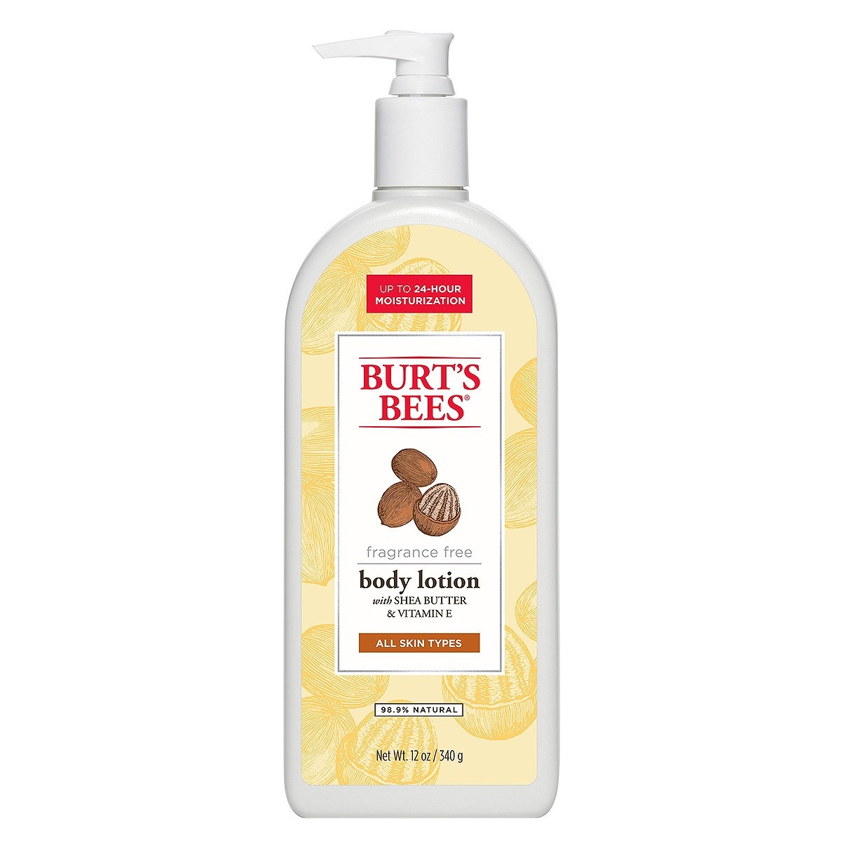 slide 1 of 2, Burt's Bees Fragrance Free Shea Butter And Vitamin E Body Lotion, 12 oz