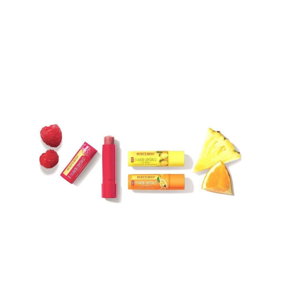 slide 3 of 6, Burt's Bees Flavor Crystals Lip Balm - Red Raspberry, 0.15 oz